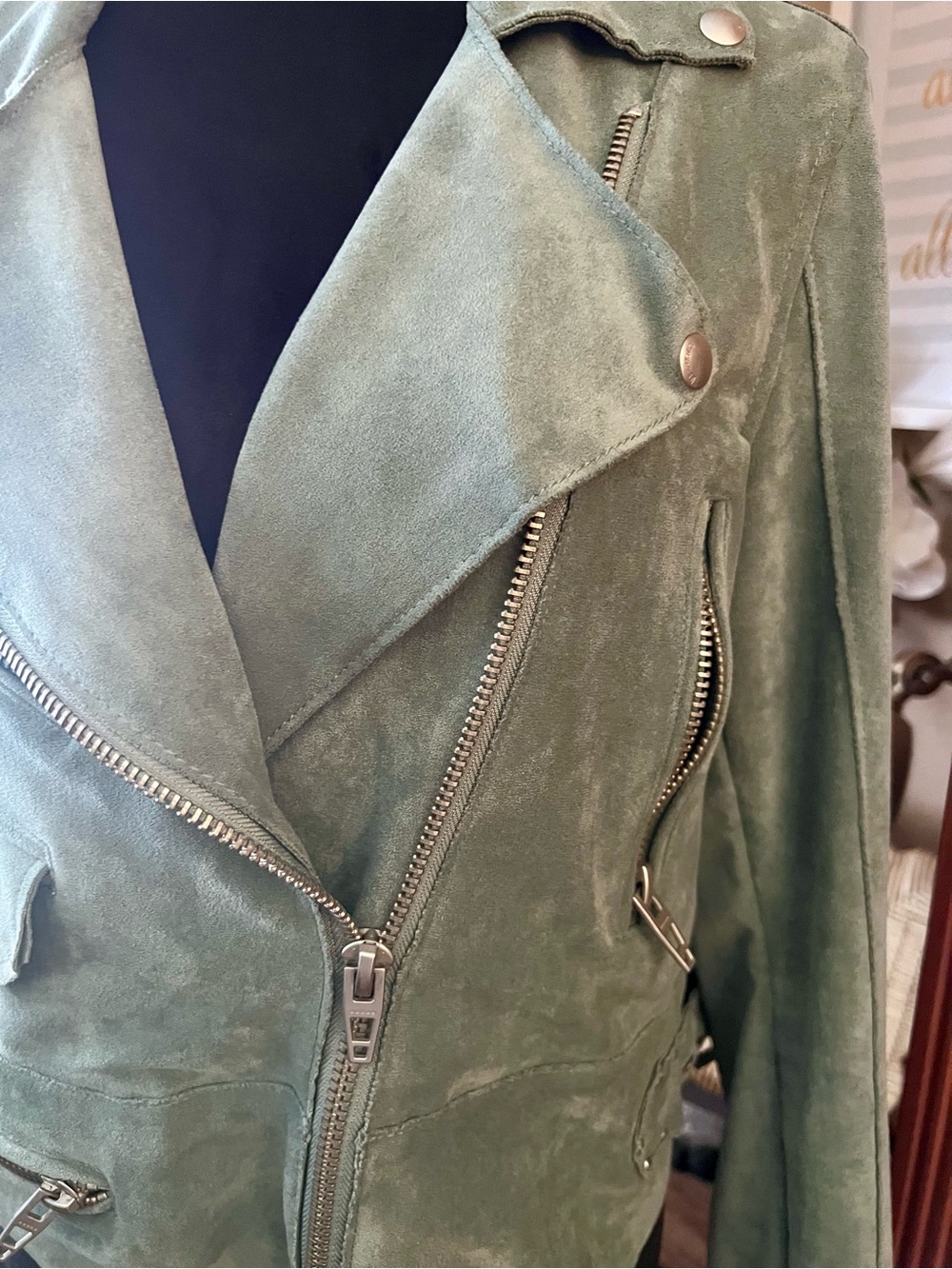 Blank NYC Mint Green Suede Moto Jacket - Picture 3 of 7